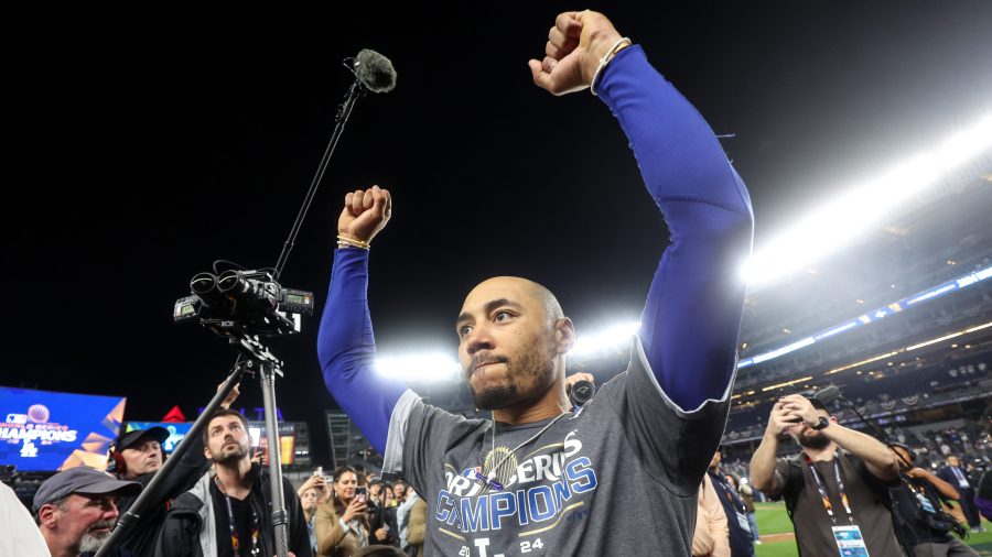 Mookie Betts celebrates