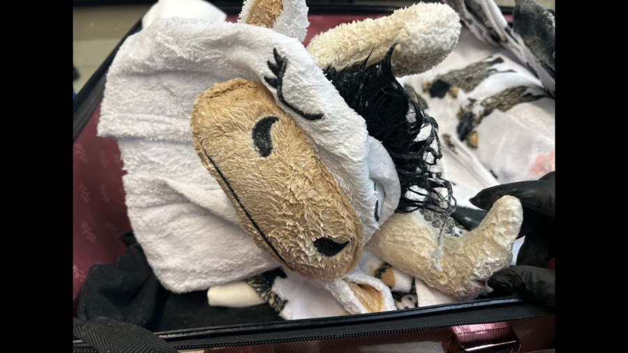 A cow pajama onesie was found soaked in methamphetamine inside the suspect's luggage at Los Angeles International Airport. (U.S. Attorney's Office)