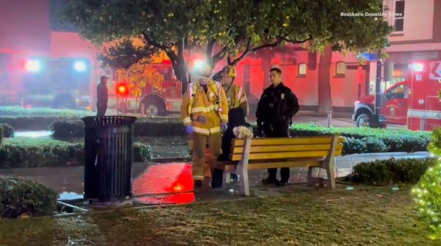 A speeding driver crashed into the historic Plaza Park fountain in Orange on Nov. 24, 2024. (Southern Counties News)