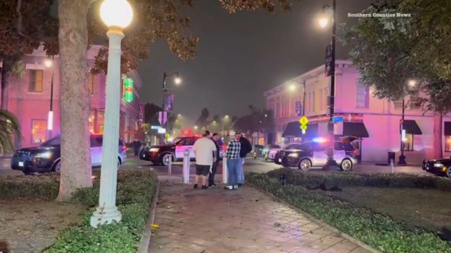 A speeding driver crashed into the historic Plaza Park fountain in Orange on Nov. 24, 2024. (Southern Counties News)