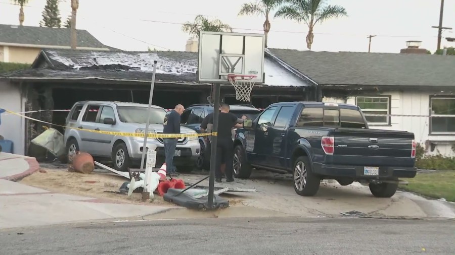 A man and two dogs were killed in a house fire at a La Habra home on Nov. 30, 2024. (OnScene.TV)