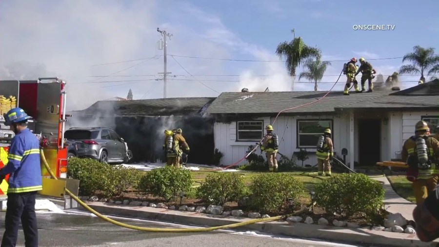 A man and two dogs were killed in a house fire at a La Habra home on Nov. 30, 2024. (OnScene.TV)
