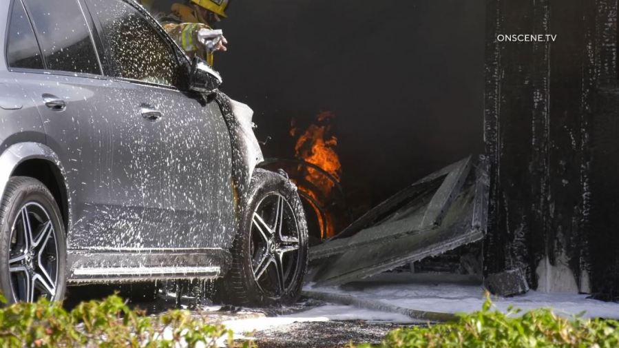 A man and two dogs were killed in a house fire at a La Habra home on Nov. 30, 2024. (OnScene.TV)