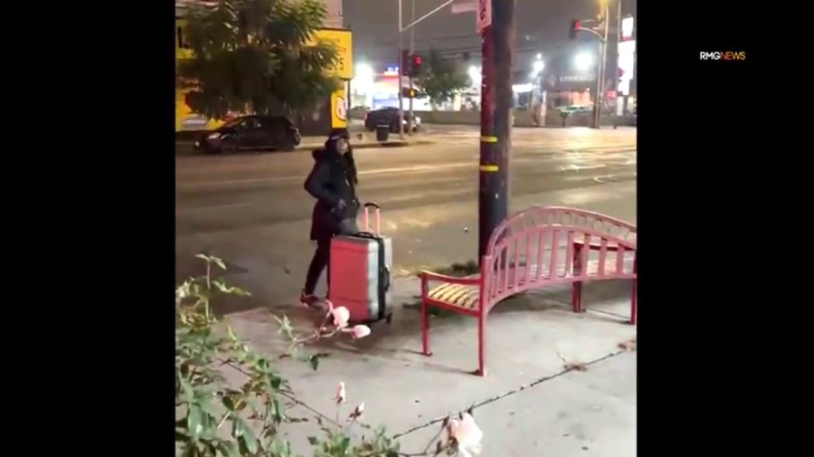 A woman was arrested after she was caught on camera setting fire to a car at a Hollywood gas station on Dec. 27, 2024. (RMG)