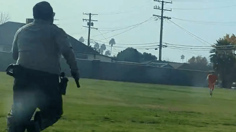 Video obtained by KGET shows a prison guard chasing after escaped murderer Cesar Hernandez on Dec. 2, 2024 in Delano.