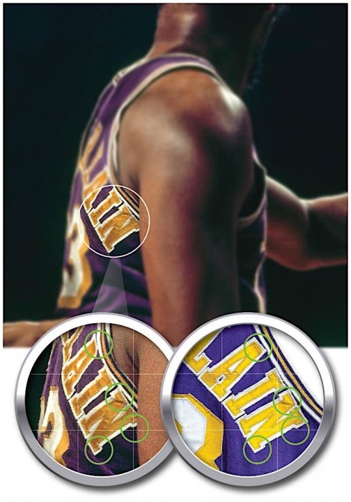 Photos from Grey Flannel Auctions shows a Wilt Chamberlain game-worn Lakers jersey photo-matched to several key games in the basketball legend's career. (Grey Flannel Auctions)