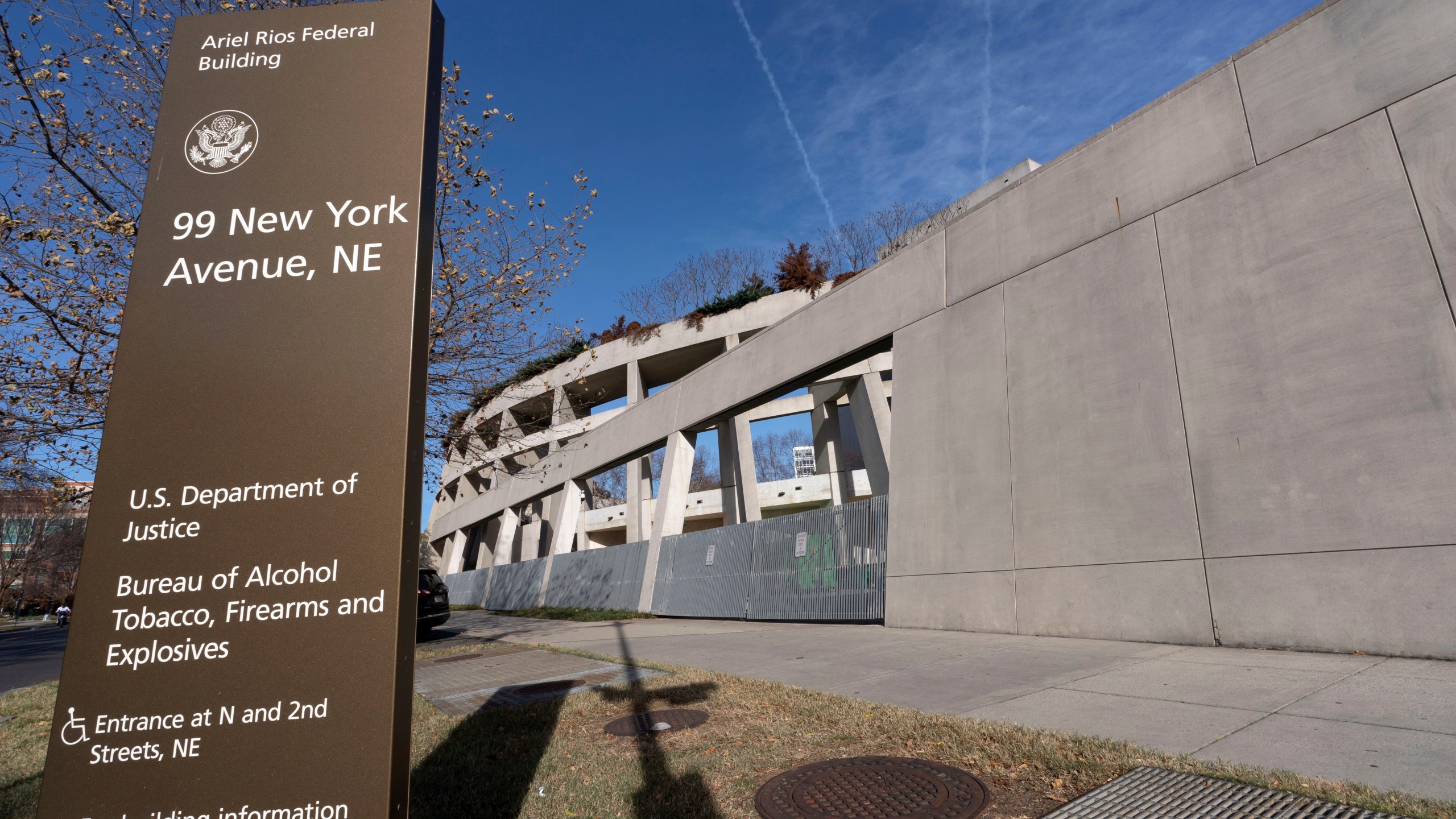 FILE - The Bureau of Alcohol, Tobacco, Firearms and Explosives building is seen in Washington, Dec. 8, 2024. (AP Photo/Jose Luis Magana, file)