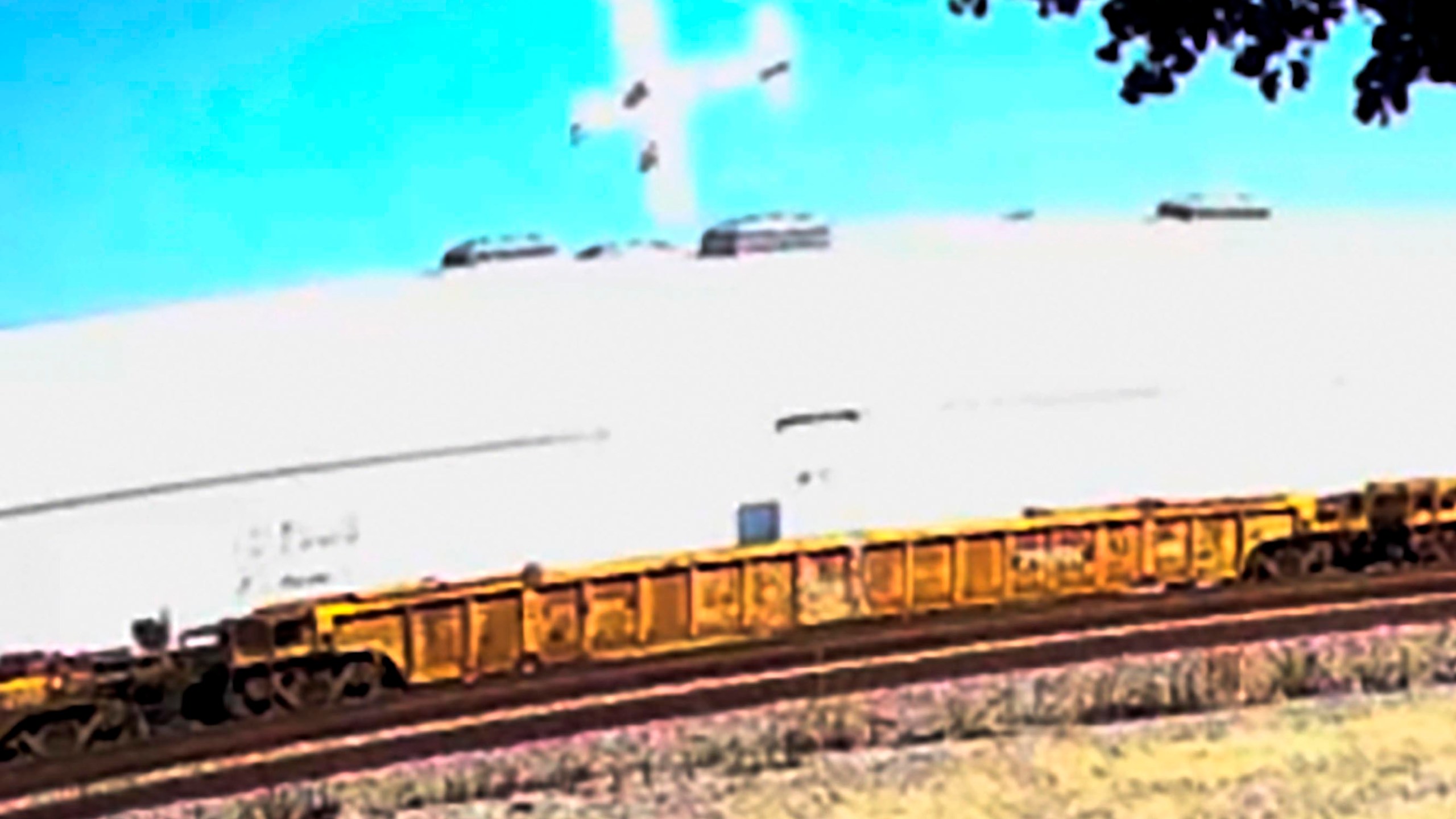 This image taken from video, shows an explosive fire as a small plane crashes into a commercial building in Fullerton, Calif. on Thursday, Jan. 2, 2025. (RUCCI FORGED via AP)