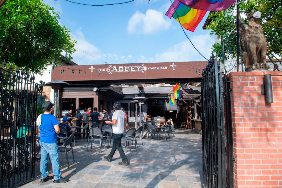 The famous bar/restaurant The Abbey in West Hollywood. (Photo by VALERIE MACON / AFP) (Photo by VALERIE MACON/AFP via Getty Images)