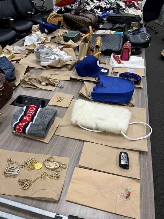 Items stolen by a suspected burglary crew consisting of Chilean nationals are shown in this lineup image provided by the Glendale Police Department on Jan. 29, 2025.