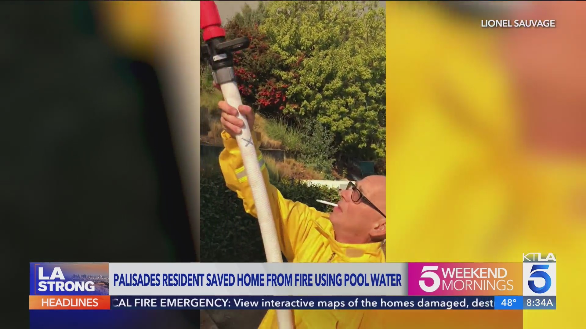 Lionel Sauvage defends home against Palisades Fire