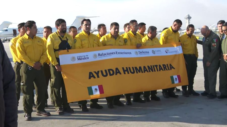 Emergency personnel, along with 72 firefighters from Mexico, landed in Los Angeles on Jan. 11, 2025 to help the state's ongoing wildfire efforts.