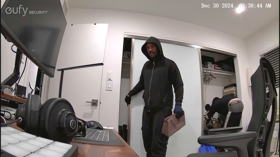 Video captured a pair of hooded burglars ransacking a Santa Monica condo complex while it was being fumigated for termites from Dec. 27-30, 2024. 