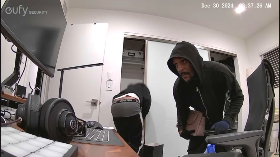 Video captured a pair of hooded burglars ransacking a Santa Monica condo complex while it was being fumigated for termites from Dec. 27-30, 2024. 