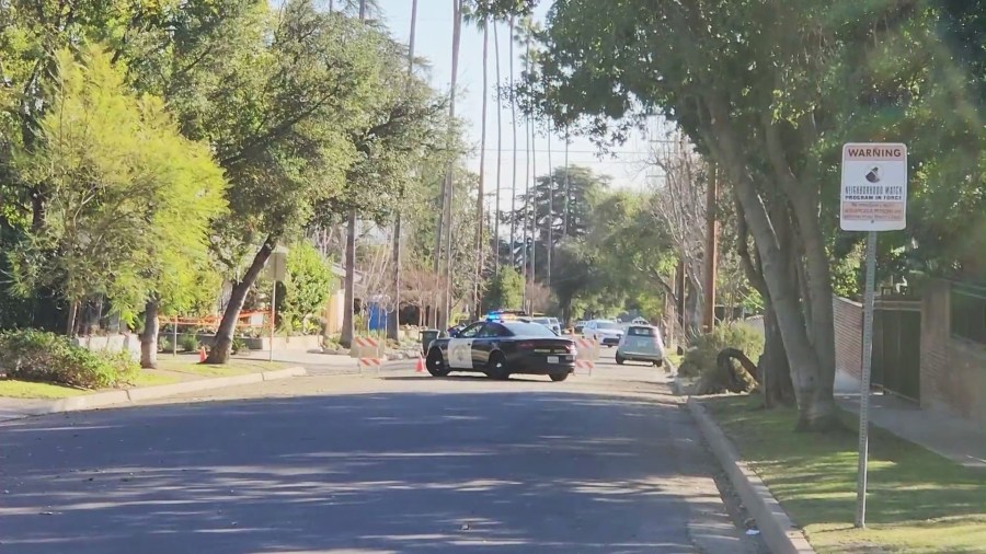 EveAnna Manley's Altadena neighborhood remains closed to traffic and protected by local authorities and the National Guard. (KTLA)