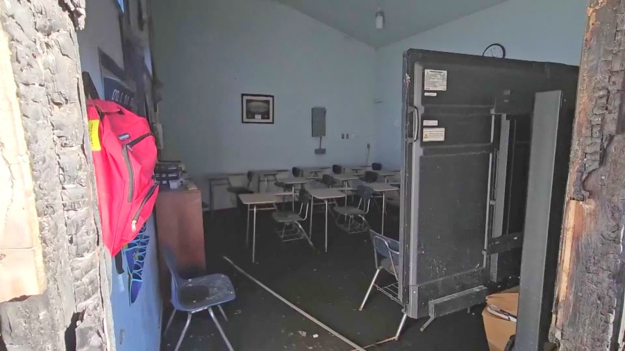 A large portion of Palisades Charter High School was destroyed by the Palisades Fire that ignited on Jan. 7, 2025. (KTLA)