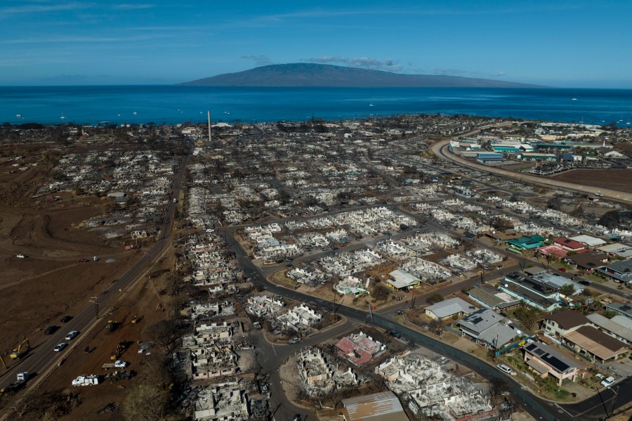 FILE - A general view shows the aftermath of a wildfire in Lahaina, Hawaii, Aug. 17, 2023. (AP Photo/Jae C. Hong, File)