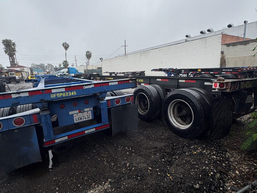 Several commercial truck chassis stolen from the Port of Los Angeles are shown after they were recovered by law enforcement on Feb. 5, 2025. (Los Angeles Port Police)