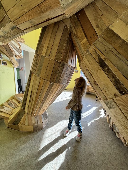 Thomas Dambo's newest troll sculpture debuted at the California Nature Museum in Solvang on Feb. 2, 2025. (Anna Ferguson-Sparks)