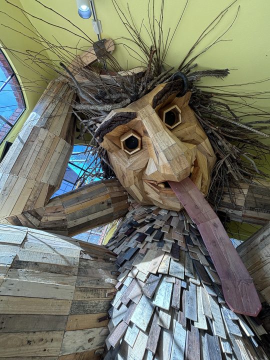 Thomas Dambo's newest troll sculpture debuted at the California Nature Museum in Solvang on Feb. 2, 2025. (Anna Ferguson-Sparks)