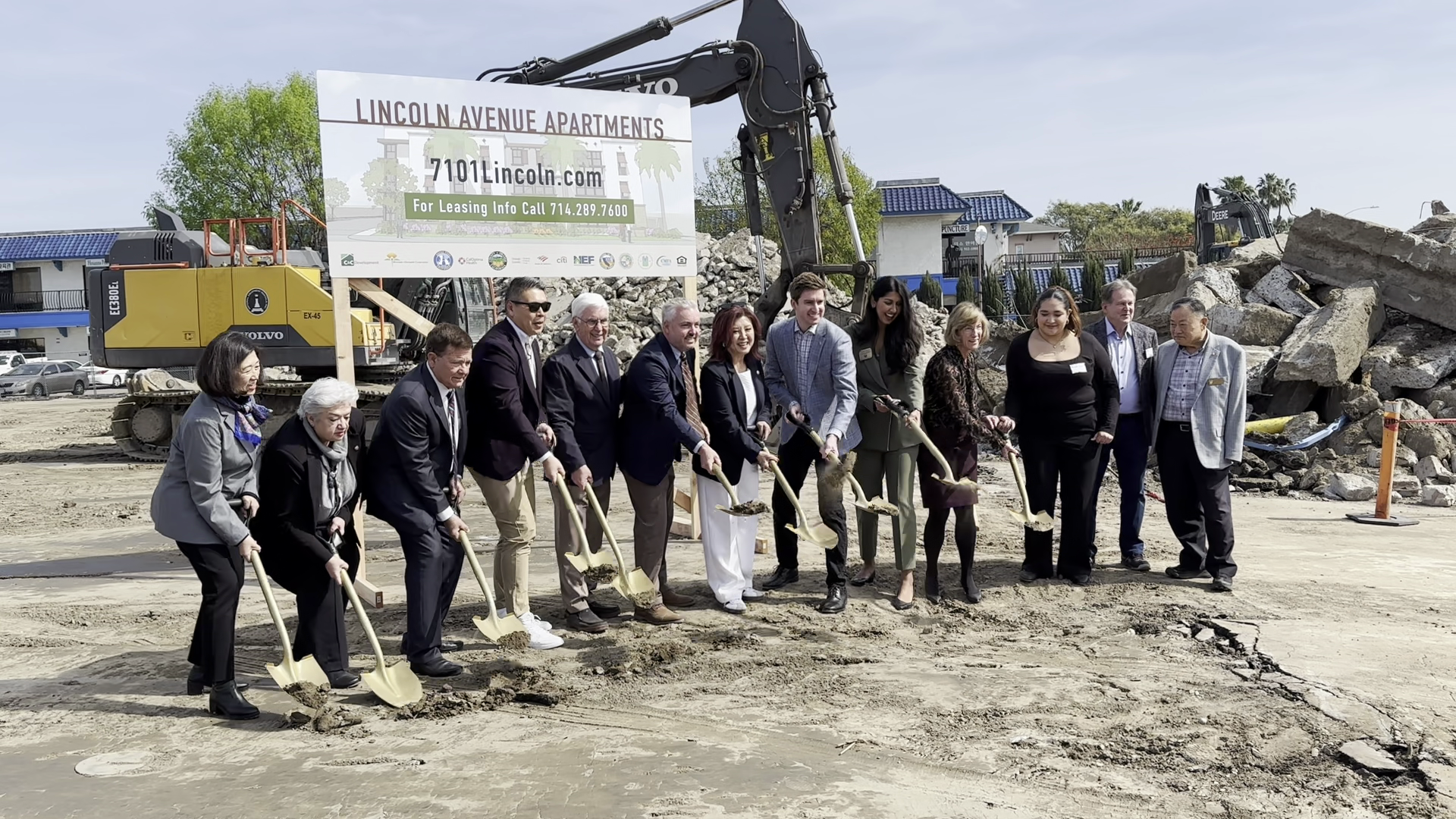 Orange County officials celebrated the groundbreaking of an affordable housing project at a former commerical site in Buena Park on Feb. 18, 2025. (CalOptima Health)