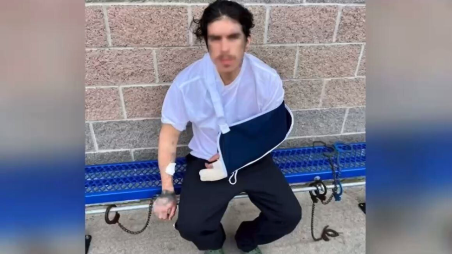 Police provided a blurred photo of the suspect who was arrested following a destructive pursuit and multi-vehicle crash in Upland on Feb. 23, 2025. (Upland Police Department)