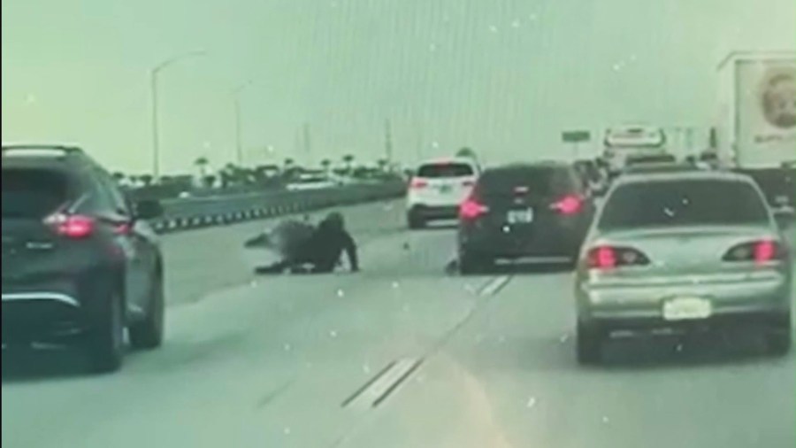 Dashcam video captured a motorcyclist being struck by a hit-and-run driver on the 15 Freeway in Rancho Cucamonga on Feb. 18, 2025.