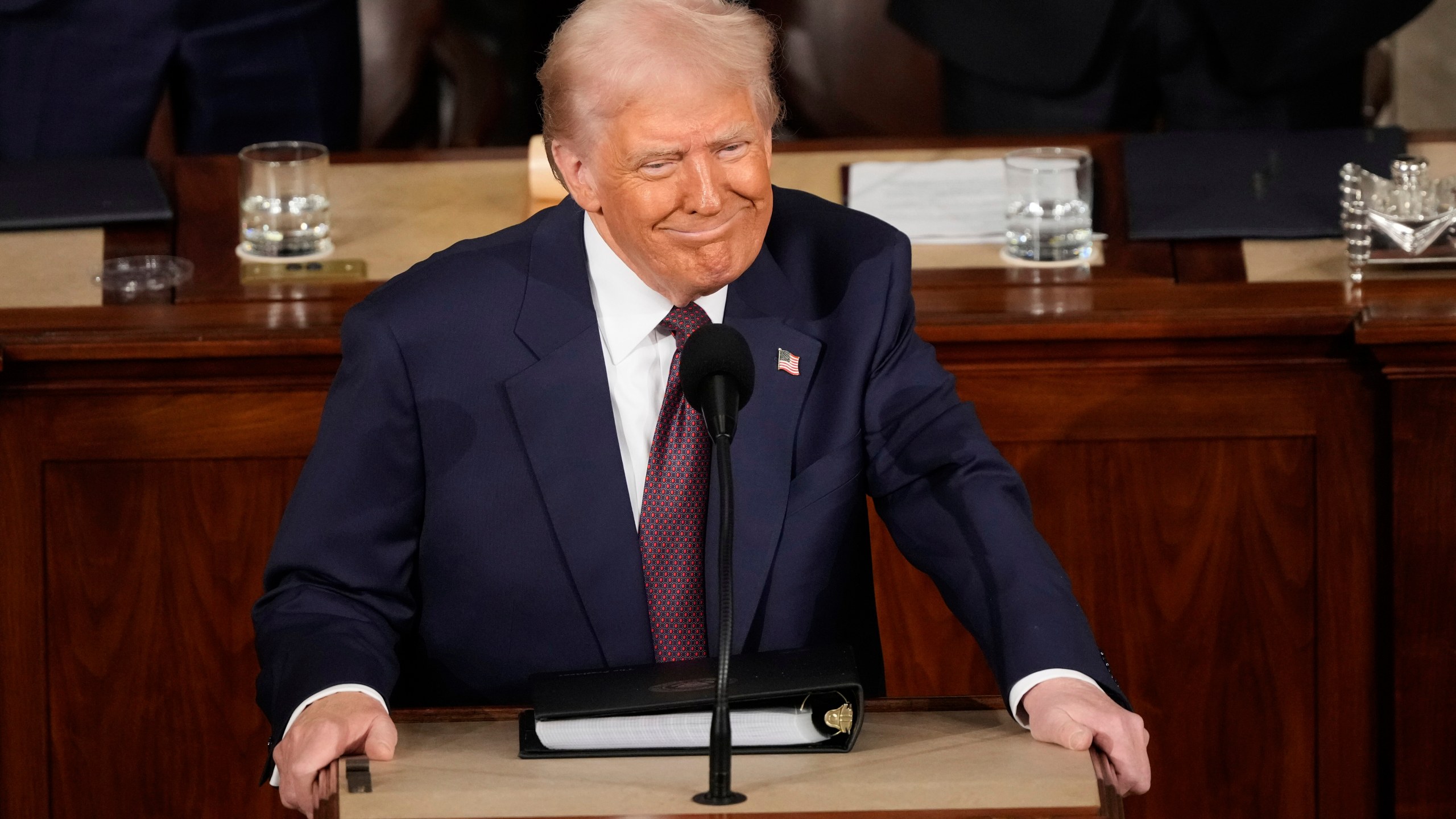 President Donald Trump addresses a joint session of Congress at the Capitol in Washington, Tuesday, March 4, 2025. (AP Photo/Ben Curtis)