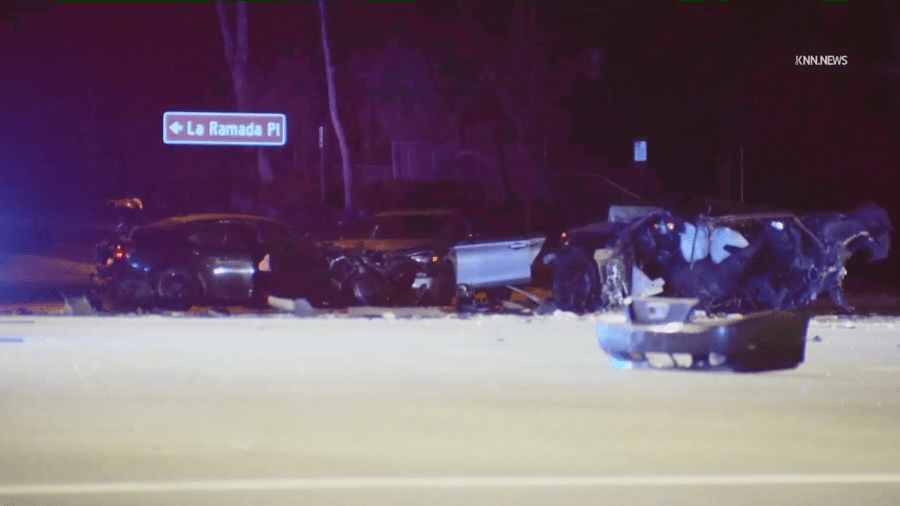 Emergency crews respond to a fatal crash in Diamond Bar on March 4, 2025. (KNN)