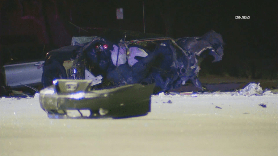 Emergency crews respond to a fatal crash in Diamond Bar on March 4, 2025. (KNN)