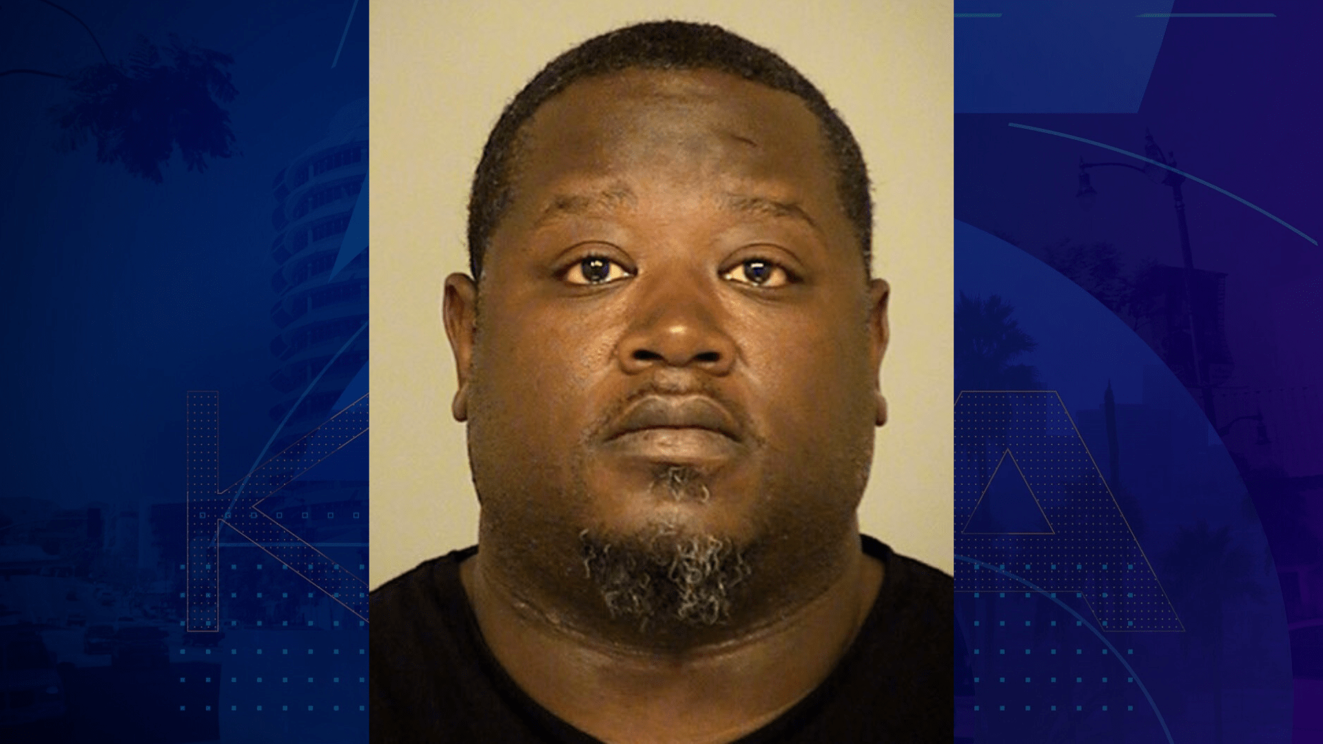 Micah Lanere Smith, 47, of Calabasas, is seen in a booking photo provided by the Ventura County District Attorney’s Office.