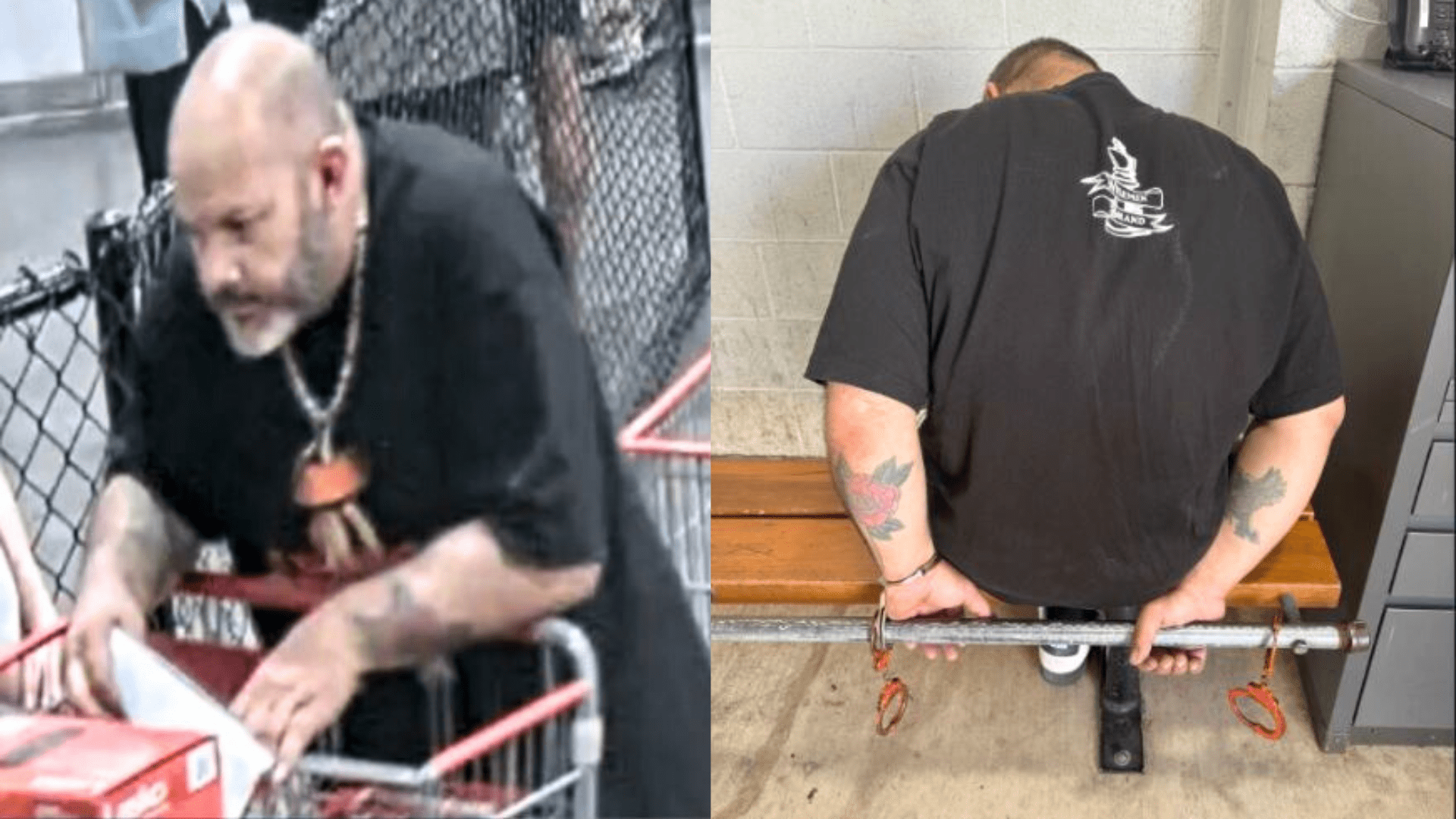 From left: Daniel Cordova of Anaheim, is seen in surveillance footage at a Costco store. / Cordova was arrested on March 10, 2025 for identity theft. (Tustin Police Department)