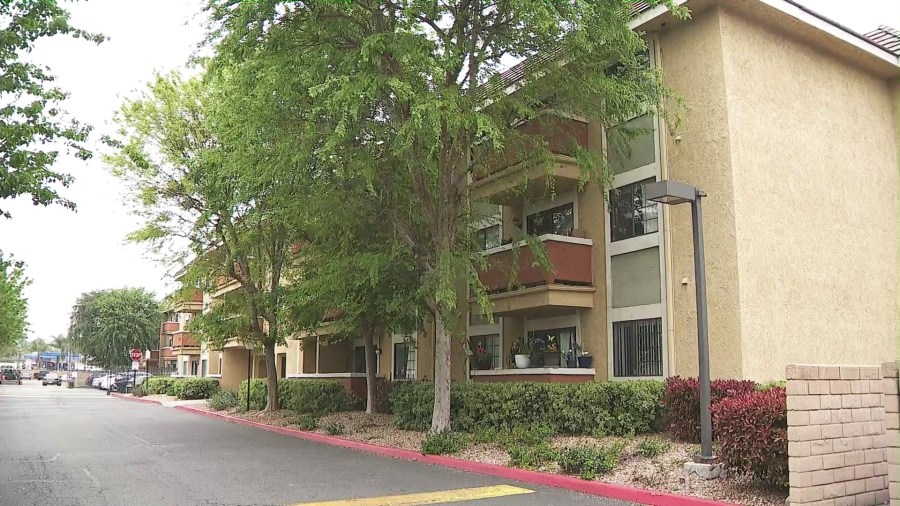 Rachelle Lopez lived in a third-story unit at the Orchards Apartment complex in Fontana. (KTLA)