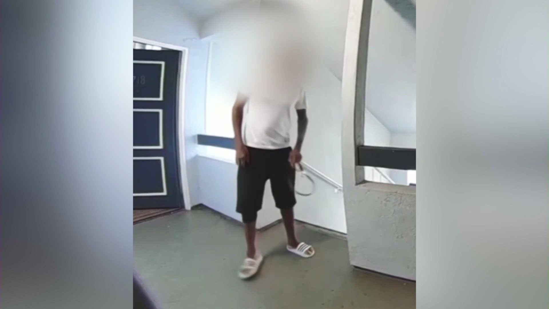 Doorbell camera footage captured the man holding a belt while reportedly intimidating Alejandra Feliciano and her children. (Alejandra Feliciano)