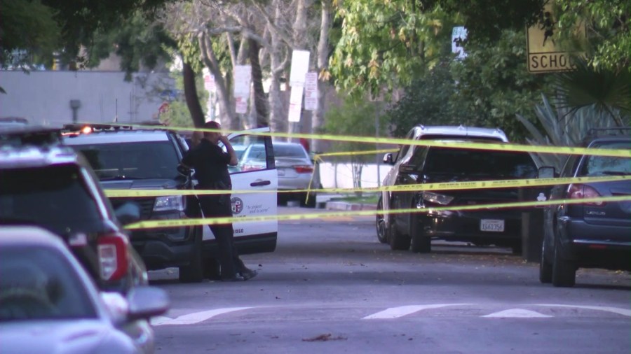 A man was shot and killed by his own brother after police said he was seen attacking and choking his elderly mother in her Beverly Grove home on March 7, 2025. (KTLA)