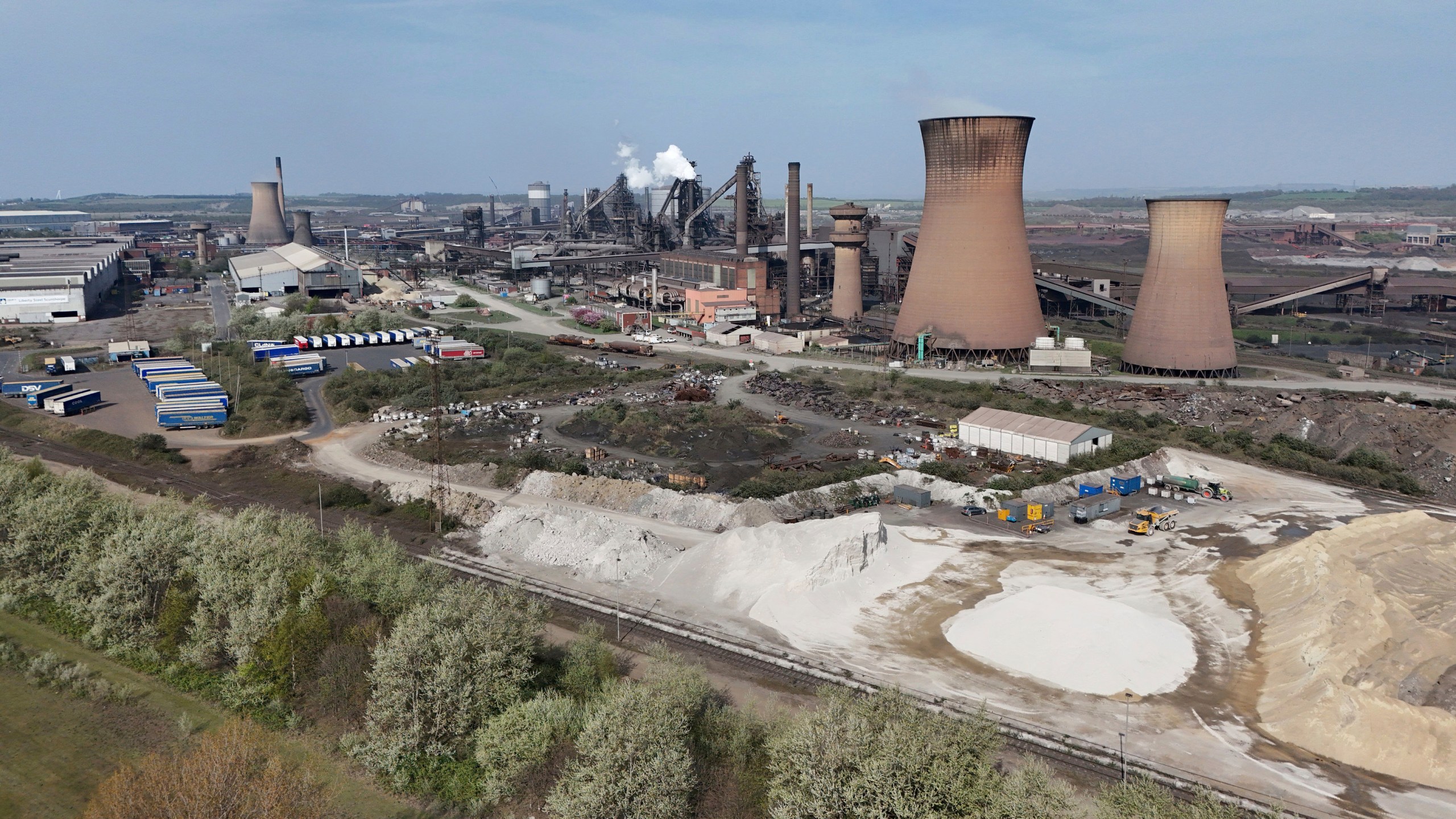 The British Steel works in Scunthorpe, North Lincolnshire, Saturday April 12, 2025. (Peter Byrne/PA via AP)
