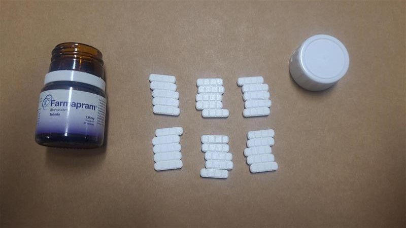 Photos from U.S. Border Patrol San Diego Sector shows a cache of illegal Xanax pills that were recovered during a traffic stop near San Clemente on April 16, 2025. (U.S. Customs and Border Protection)