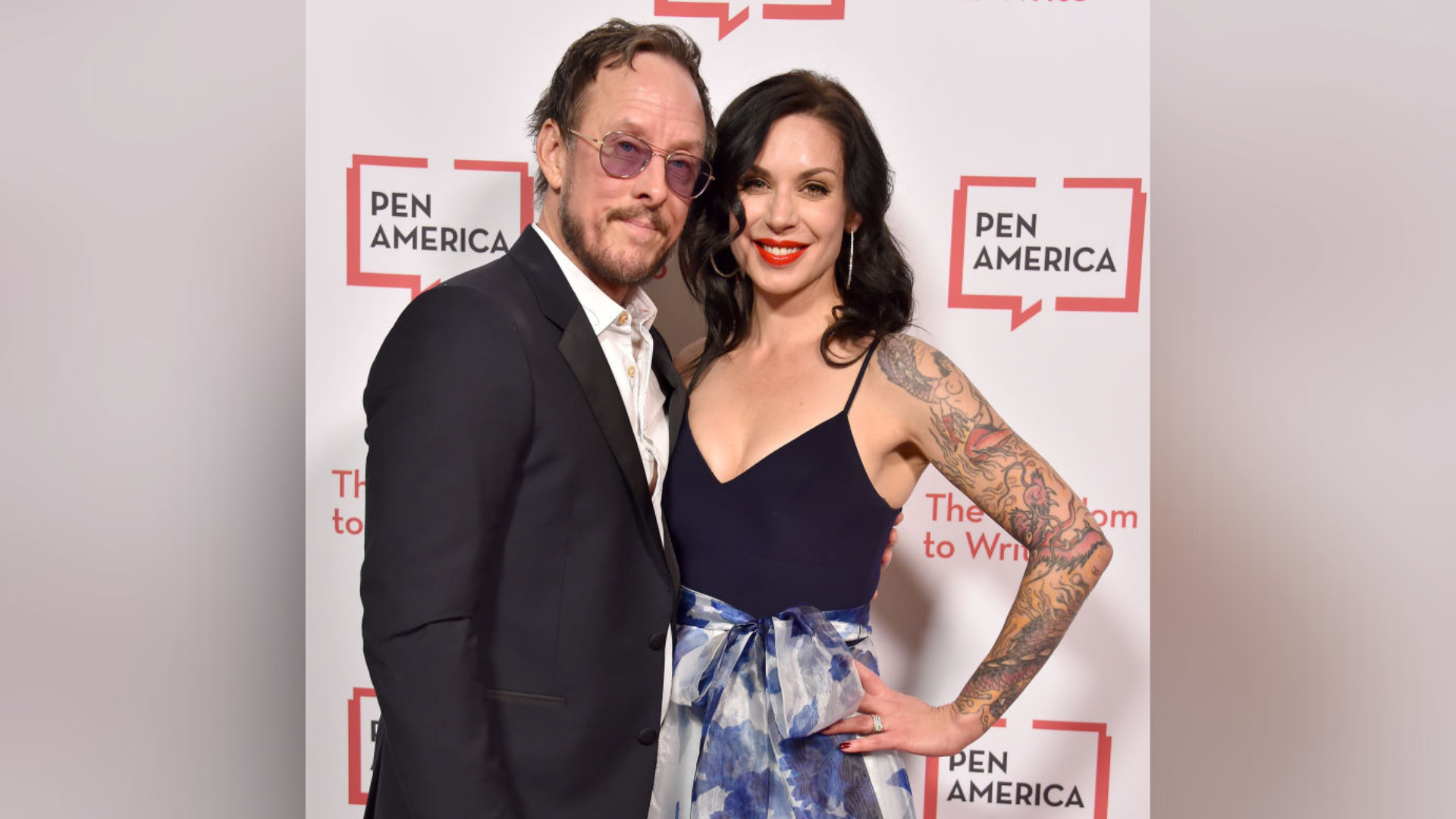 Scott Shriner and Jillian Lauren arrive at the PEN America 2018 LitFest Gala at the Beverly Wilshire Four Seasons Hotel on November 2, 2018 in Beverly Hills, California. (Photo by Gregg DeGuire/WireImage)