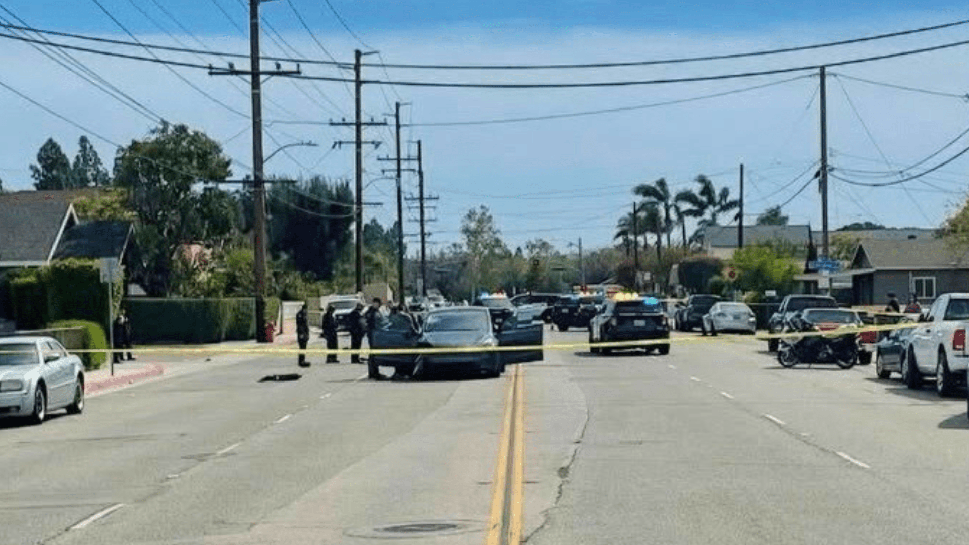 Two teenagers riding a scooter are in critical condition after a wrong-way crash with a Tesla Model Y in Orange on April 1, 2025. (Orange Police Department)