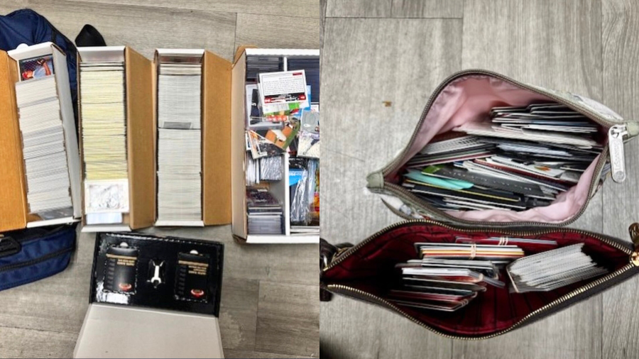 A collection of valuable sports cards were found in the suspects' stolen vehicle in El Segundo on April 10, 2025. (El Segundo Police Department)