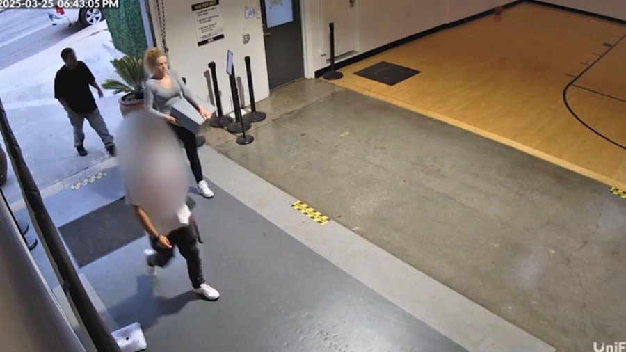 The male and female suspect entered Bullpen Sports HQ in El Segundo on March 25, 2025 to sell thousands of dollars worth of sports cards that were later reported stolen. (Bullpen Sports HQ)