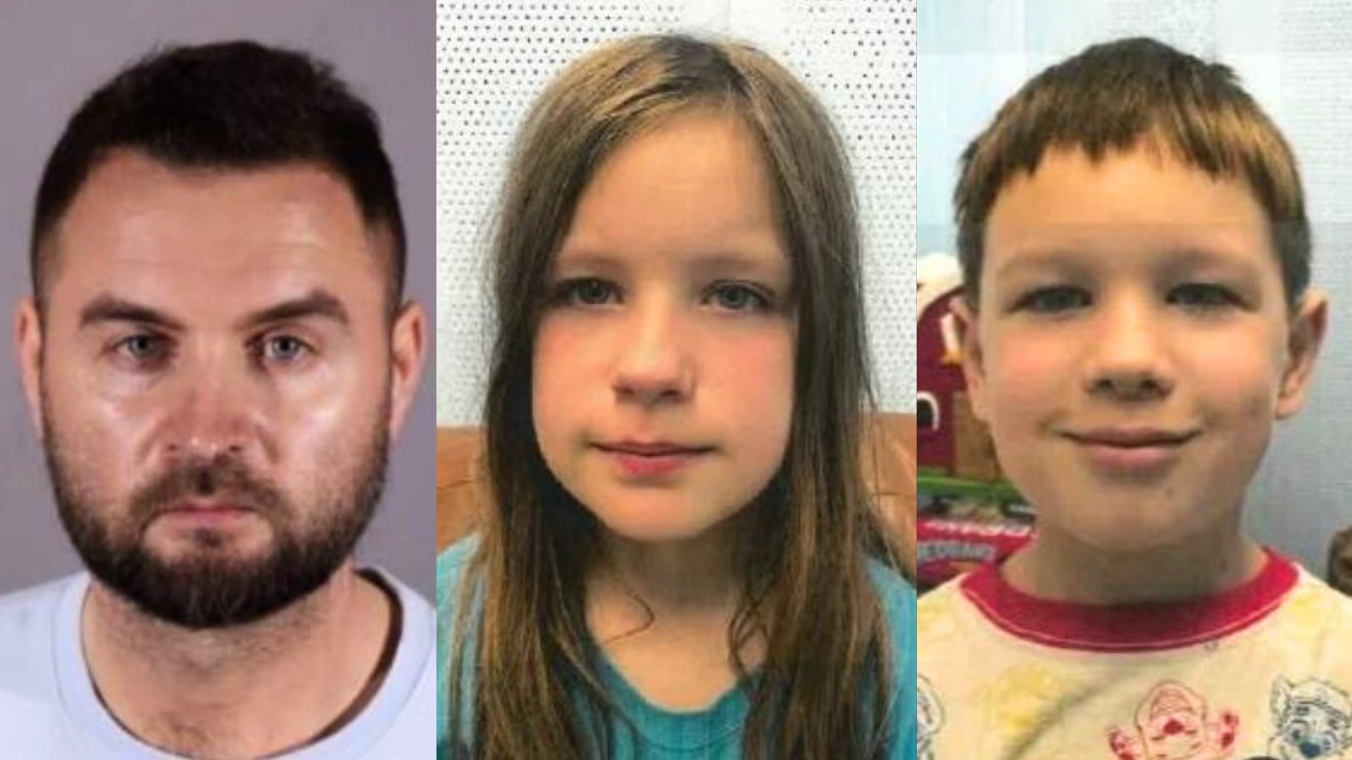 From left: Rodion Kolomoeits, 39, Avaora Kolomoeits, 9, and Hrant Kolomoeits, 7, are seen in photos provided by the Los Angeles Police Department.