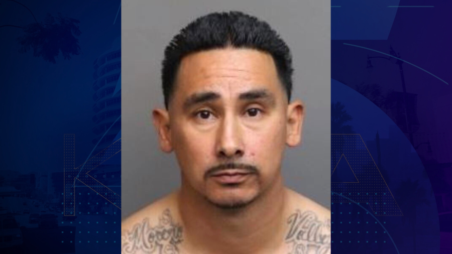 Vincent Gonzales, 37, of Lake Elsinore, is seen in a booking photo from the Riverside County Sheriff's Office.