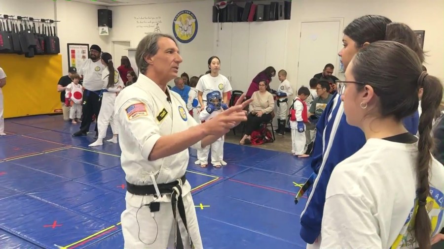 Wayne Centra, also known to his students as Sensei Wayne, is the founder and director of Karate For All in Tustin. (KTLA)