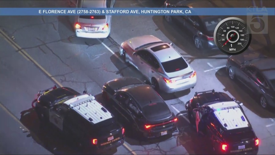 A suspect was arrested in Huntington Park after leading officers on a high-speed chase through Los Angeles County on April 19, 2025. (KTLA)