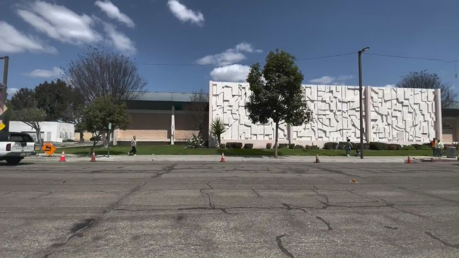 The Leland R. Weaver Library in South Gate, California. (KTLA)