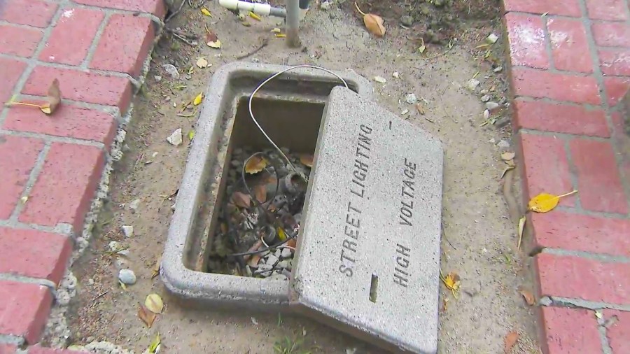 Voltage boxes the copper wire thieves are targeting in Los Feliz. (KTLA)