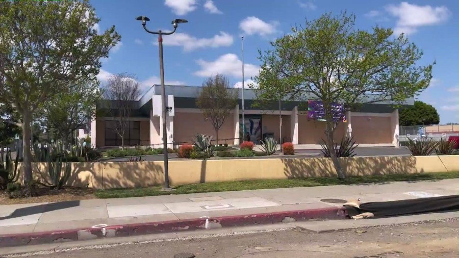 The Leland R. Weaver Library in South Gate, California. (KTLA)