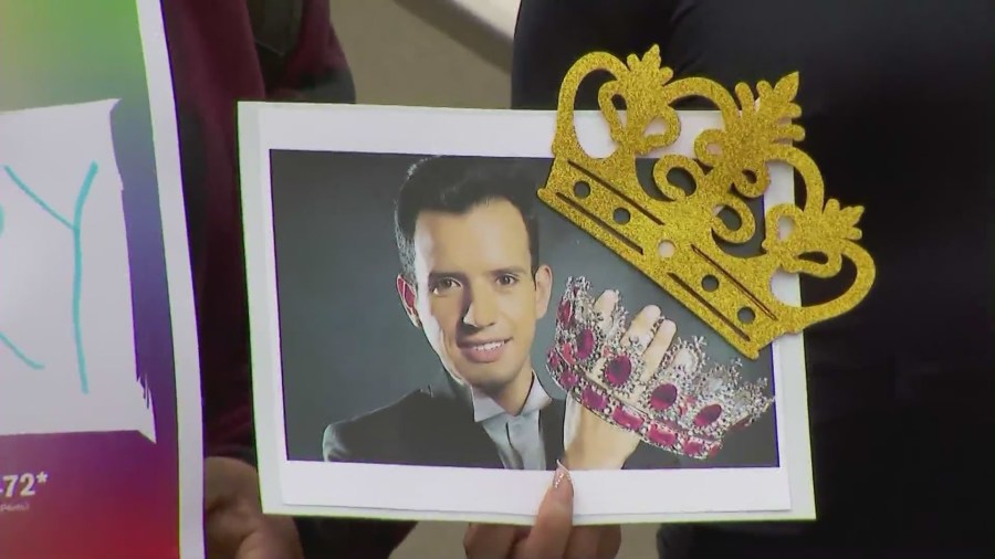 Local leaders and community activists gathered in West Hollywood on April 30, 2025 to protest the deportation of Andry Hernandez Romero. (KTLA)