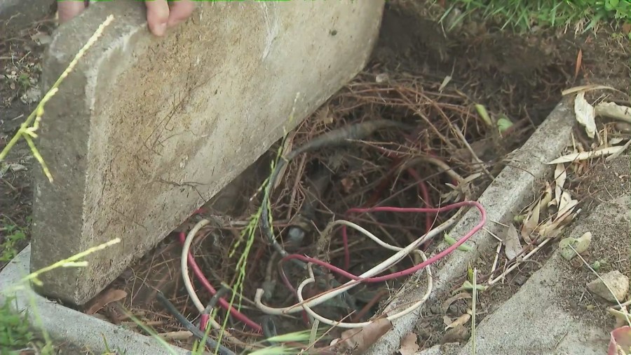 Voltage boxes the copper wire thieves are targeting in Los Feliz. (KTLA)